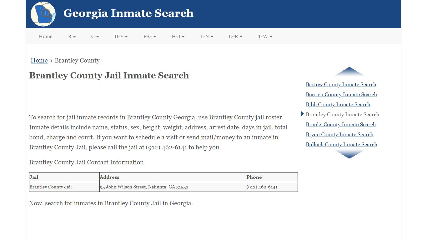 Brantley County Jail Inmate Search