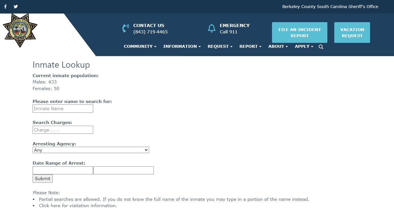 Inmate Lookup – Berkeley County Sheriff's Office - S C